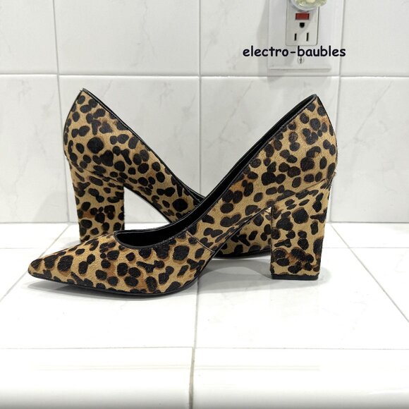 Nine West Blare Pony Hair Cheetah Print Block Heel 8.5M - EUC - Picture 8 of 14
